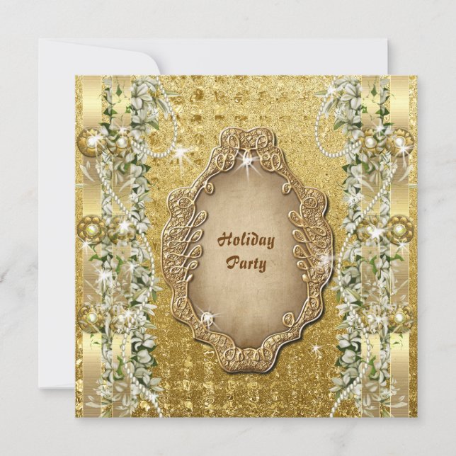 Eleganter Weihnachts-"Feiertag"-goldener Brauch Einladung (Vorderseite)