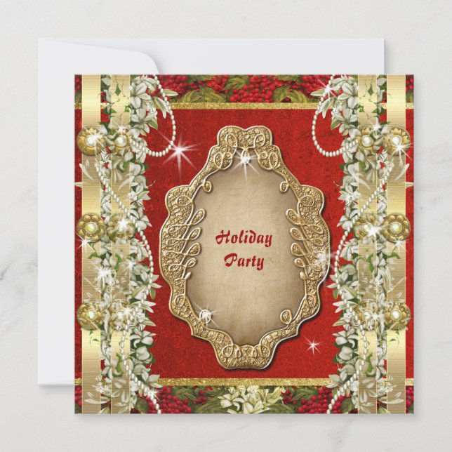 Eleganter Weihnachts-"Feiertag"-Goldstandard Einladung (Vorderseite)