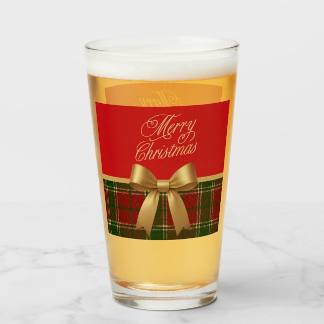 Eleganter Weihnachts-Karoglasbecher Glas (Vorne (Gefüllt))