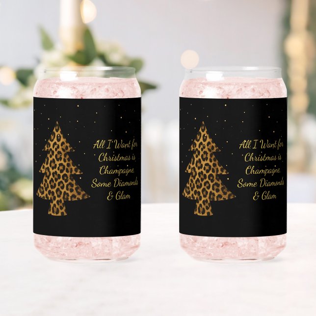 Eleganter Weihnachts-Leoparden-Baum-Design Dosenglas (Insitu (Hochzeit))