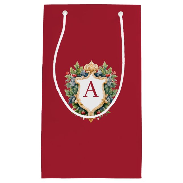 Eleganter Weihnachts-Monogramm-Brief Kleine Geschenktüte (Vorderseite)