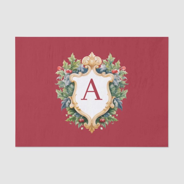 Eleganter Weihnachts-Monogramm-Brief Seidenpapier (Vorderseite)
