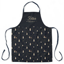 Eleganter Weihnachts-Navy-Schneemann-Name-Küche