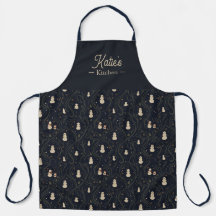 Eleganter Weihnachts-Navy-Schneemann-Name-Küche