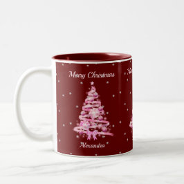 Eleganter Weihnachts Rosa Tree Individuelle Name R Zweifarbige Tasse