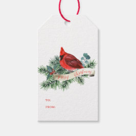 Eleganter Weihnachts Roter Kardinal Pine Botanical Geschenkanhänger