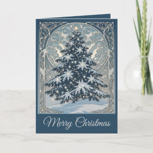 Eleganter Weihnachts-Tannenbaum-Schneeflocken und Feiertagskarte