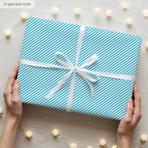 Eleganter Weihnachts-Türkis und weiße dünne Streif Geschenkpapier