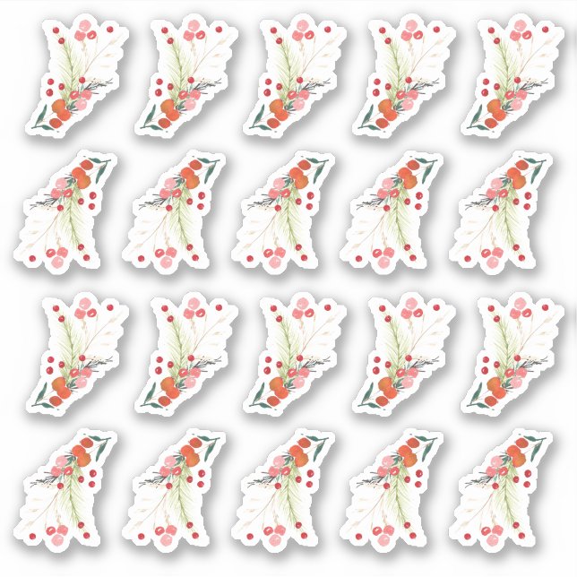 Eleganter Weihnachts-Urlaub in Florals Aufkleber (Vorderseite)