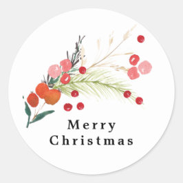 Eleganter Weihnachts-Urlaub in Florals Runder Aufkleber