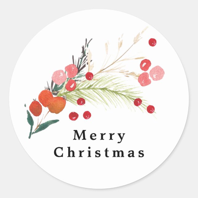 Eleganter Weihnachts-Urlaub in Florals Runder Aufkleber (Vorderseite)