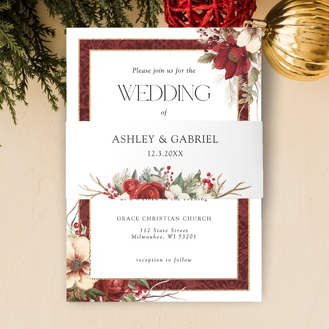 Eleganter Weihnachts Winter Floral Einladungsbanderole (Von Creator hochgeladen)
