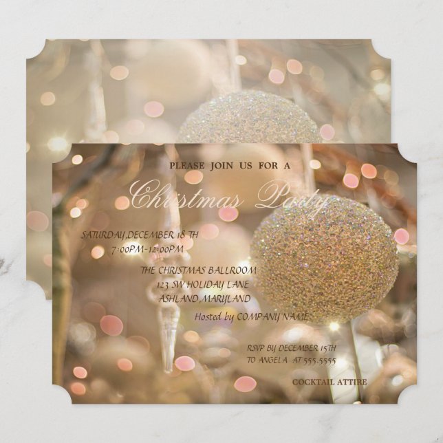 Eleganter Weihnachtsball, Weihnachtsfest im Untern Einladung (Vorne/Hinten)