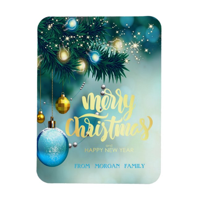 Eleganter Weihnachtsbaum, Balls, Sternenurlaub Magnet (Vertikal)