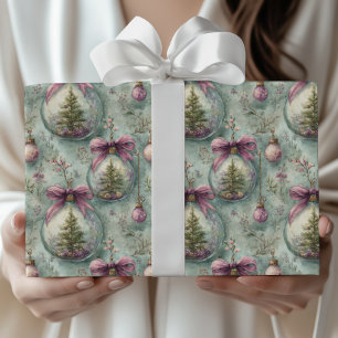 Eleganter Weihnachtsbaum & Christbaumkugel-Wasserf Geschenkpapier