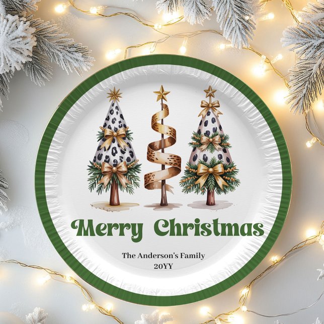 Eleganter Weihnachtsbaum Editierbare benutzerdefin Pappteller (Elegant Christmas Tree Editable Custom Paper Plates)