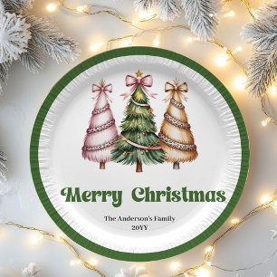 Eleganter Weihnachtsbaum Editierbarer Name Papptel Pappteller