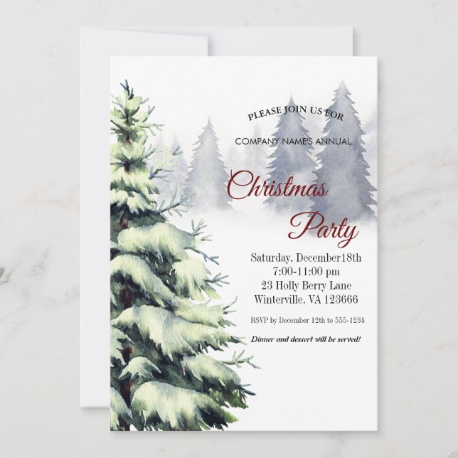 Eleganter Weihnachtsbaum Einladung (Vorderseite)