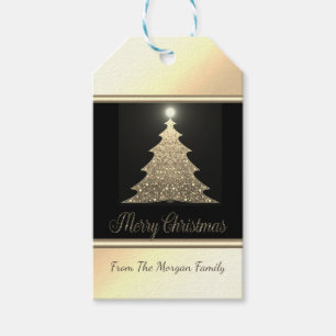 Eleganter Weihnachtsbaum, Gold, Schwarz - Personal Geschenkanhänger