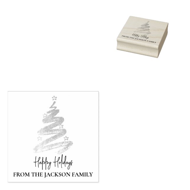 Eleganter Weihnachtsbaum Gummistempel (Stempel)