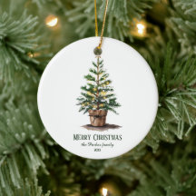 Eleganter Weihnachtsbaum in Wasserfarbe, herzliche