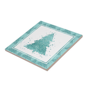 Eleganter Weihnachtsbaum   Luxe Aqua Mint Spritzer Fliese
