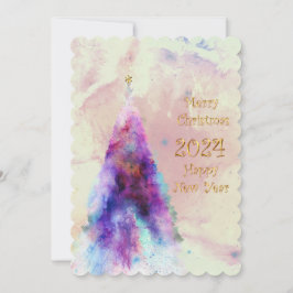 Eleganter Weihnachtsbaum mit goldener Textgestaltu Karte
