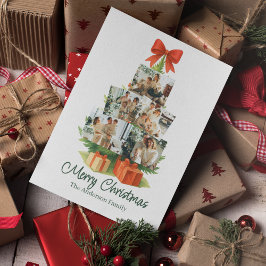 Eleganter Weihnachtsbaum mit Red Bow & Presents - Feiertagskarte