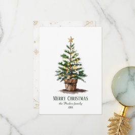 Eleganter Weihnachtsbaum ohne Foto Dankeskarte