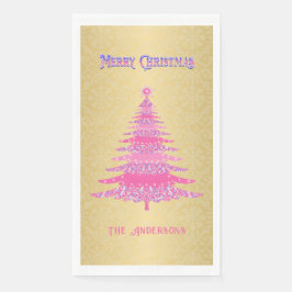 Eleganter Weihnachtsbaum Rosa Goldene Ornamente Serviette