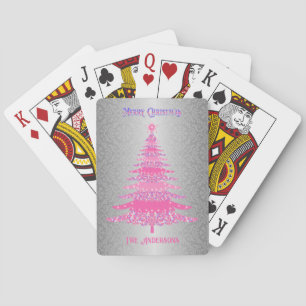 Eleganter Weihnachtsbaum Rosa Silbername Ornamente Spielkarten