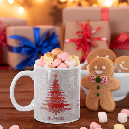 Eleganter Weihnachtsbaum Rote Personalisierte Schn Kaffeetasse