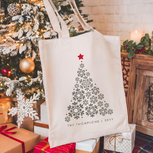 Eleganter Weihnachtsbaum Roter Star Minimalistisch Tragetasche