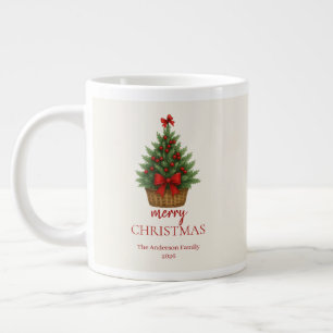 Eleganter Weihnachtsbaum – Rotes Band Jumbo-Tasse
