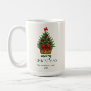 Eleganter Weihnachtsbaum – Rotes Band  Kaffeetasse