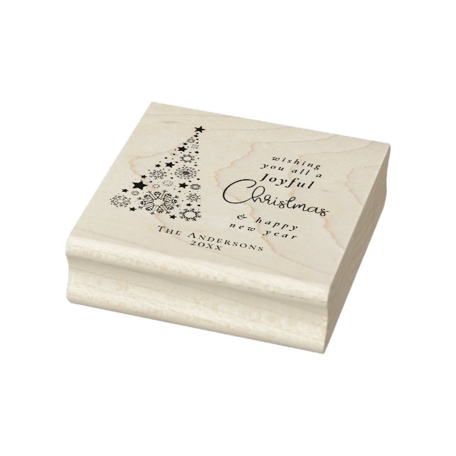 Eleganter Weihnachtsbaum Snowflakes Familienname Gummistempel (Stempel)