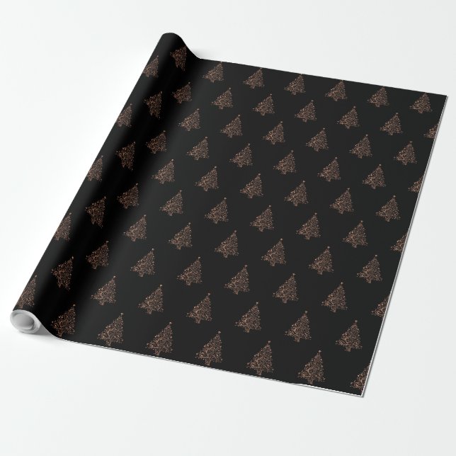 Eleganter Weihnachtsbaum Streifenmuster schwarz br Geschenkpapier (Ungerollt)