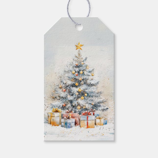 Eleganter Weihnachtsbaum Vintag Geschenkanhänger (Vorderseite)