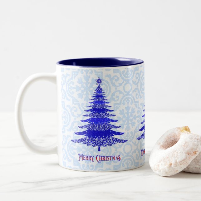 Eleganter Weihnachtsbaum Zweifarbige Tasse (Mit Donut)