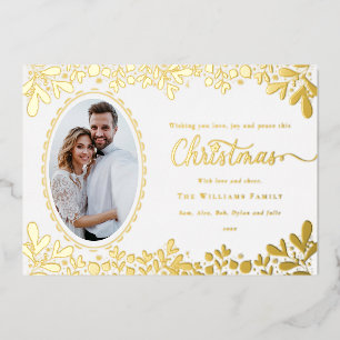 Eleganter Weihnachtsbotanik-Rahmen Oval-Foto Folien Feiertagskarte