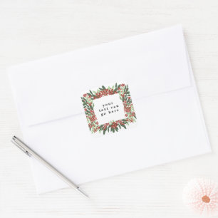 Eleganter Weihnachtsbrauch Text Botanisch Quadratischer Aufkleber