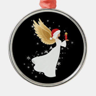 Eleganter Weihnachtsengel mit goldenen Flügeln & S Ornament Aus Metall