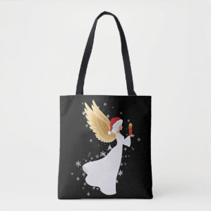 Eleganter Weihnachtsengel mit goldenen Flügeln & S Tasche