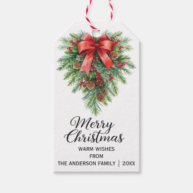 Eleganter Weihnachtsfeiertag Geschenkanhänger (Vorderseite)