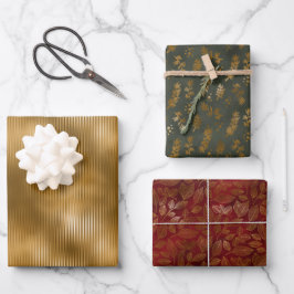 Eleganter Weihnachtsfeiertag Gold Glitzer Sparkle Geschenkpapier Set