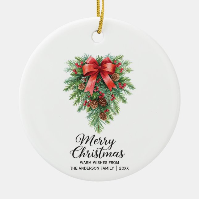 Eleganter Weihnachtsfeiertag Keramik Ornament (Vorne)