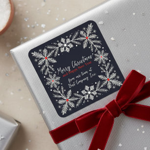 Eleganter Weihnachtsfeiertag - Schneeflocke Quadratischer Aufkleber