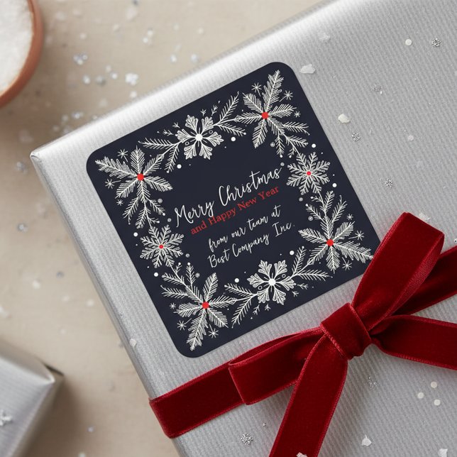 Eleganter Weihnachtsfeiertag - Schneeflocke Quadratischer Aufkleber (Von Creator hochgeladen)