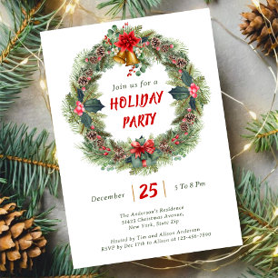 Eleganter Weihnachtsfestkranz Feierparty Einladung