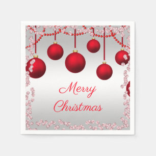 Eleganter Weihnachtsflitter, -perlen u. -diamanten Serviette